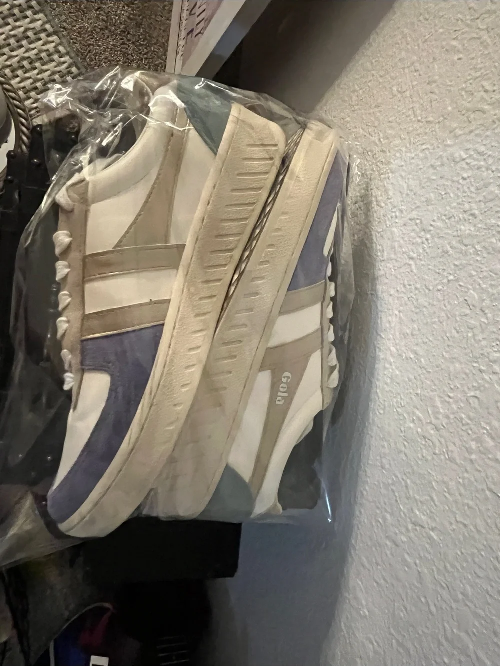 Gola White Sneakers with Lavender and Pale Blue Accents